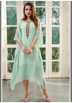 Light Green Viscose Georgette  Kaftan Kurti 